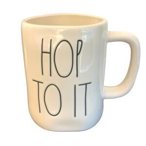 EUC Rae Dunn Hop To It Easter Spring Mug White Black